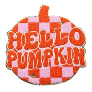 Hello pumpkin fall Halloween chenille iron on patch